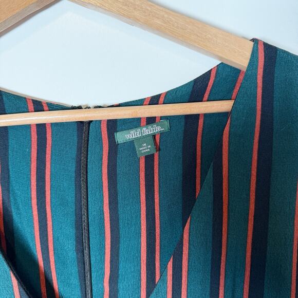 Wild Fable Striped V Neck Wide Leg Indie Flowy Jumpsuit Teal Multicolor - Picture 8 of 14